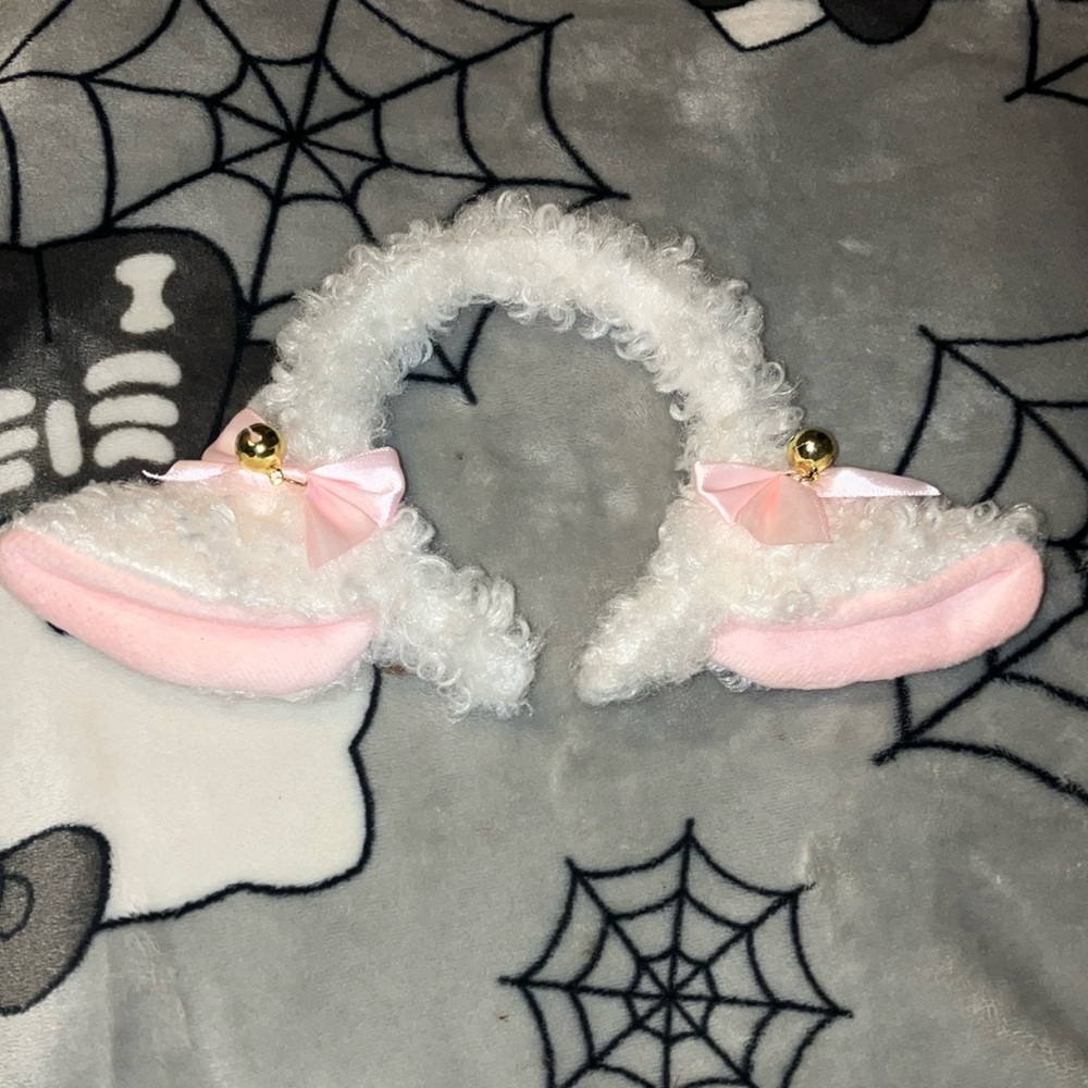 Cute Pink and White Furry Sheep Headband with Bells